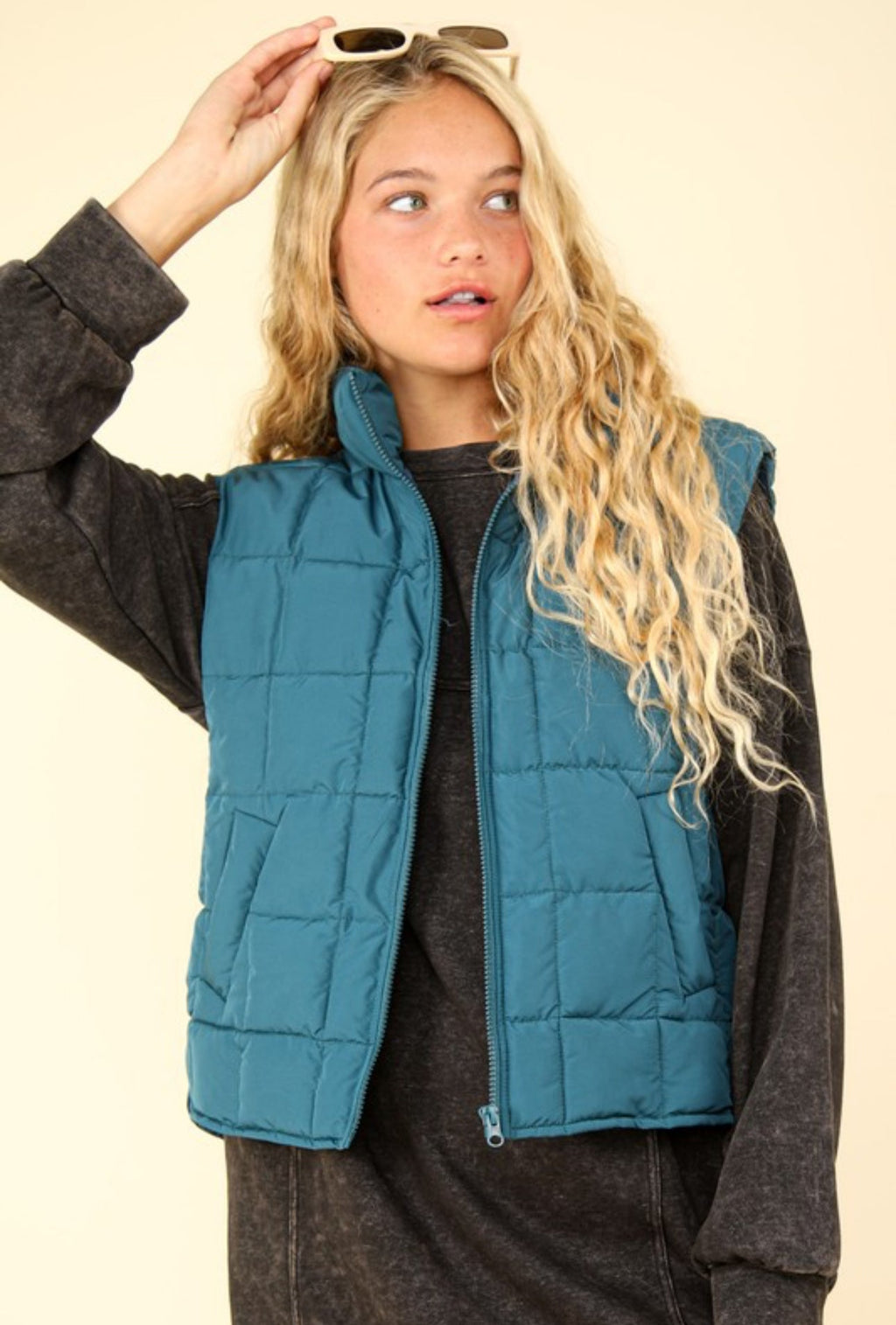 The Sami Teal Padded Vest